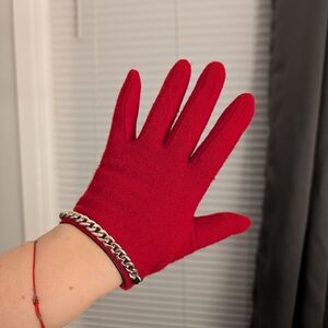 Lauren Ralph Lauren fitted red gloves w chain